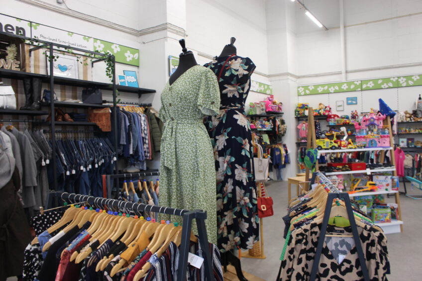 St Oswald's Hospice Blyth Shop Interior Women and Kids Section